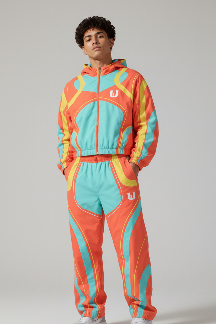 Wave Jacket/Pants Set (Orange Teal)